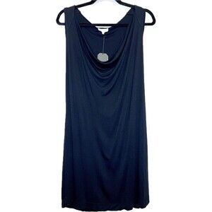 Lamade Liza Draped Neck Black‎ Lined Dress Medium USA Made 100% Recycled Paper